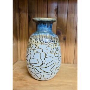 Pottery Shack Vintage Vase Brutalist Drip Glaze Signed 10" Tall